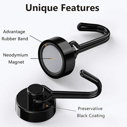 Tohoer Magnetic Hooks, Neodymium Magnets Hook Heavy Duty 30LBS with Rust Proof for Fridge, Refrigerator, Oven, Grill, BBQ, Key, Tools Holder, Utensil, Kitchen, Outdoor, Magnet for Hanging Wreaths