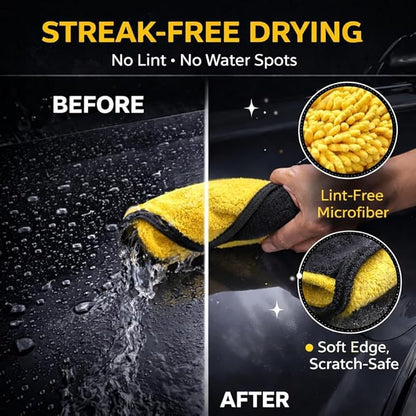9-Piece Car Cleaning Kit - Waterproof Glove, Dual-Hardness Brushes, Flat Rim Brush & Absorbent Towel | Scratch-Free for All Vehicles, Gift for Car Enthusiasts