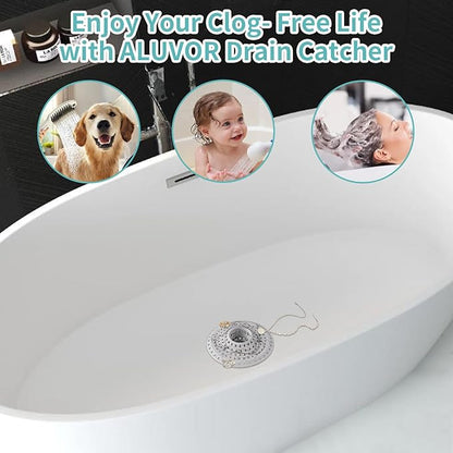 Aluvor Bathtub Drain Hair Catcher,Silicone Tub Hair Catcher Drain Protector,All-in-one Shower Hair Drain Catcher Strainer for 1.48'' to 1.76'' Regular Drains, 3PCS