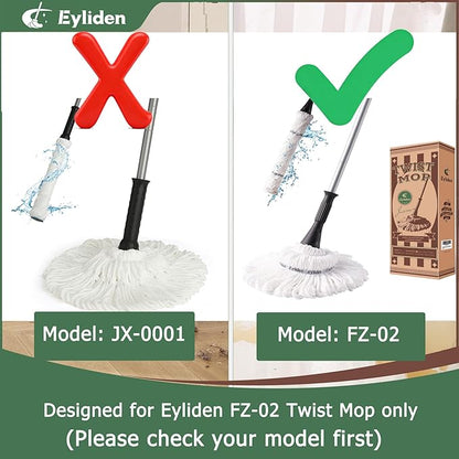 Eyliden Mop Model No.: FZ-02-2020/FZ-02-2019 Replacement Head, 2pcs Microfiber Mop Pads for Eyliden Twist Mops, Floor Cleaning Mops Head(Not Include Handle), Suitable for Any Surfaces (2pack Heads)