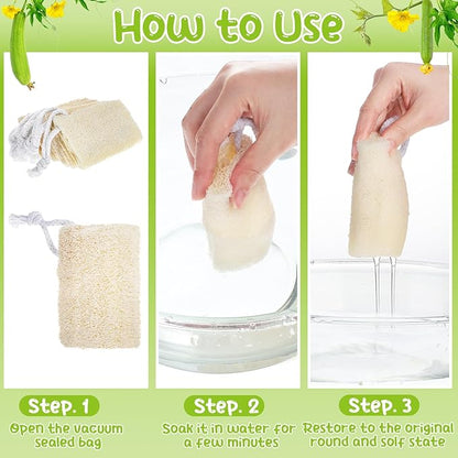 9 Pack 4”Natural Loofah Sponge Small Size Natural Organic Loofah for Kitchen Cleaning Dishes Toddler Exfoliating Skin Care Body Scrubber