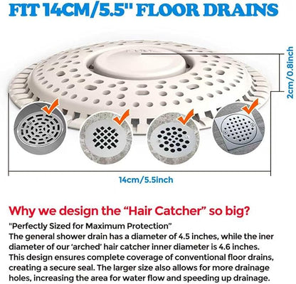zaa Shower Drain Hair Catcher, Premium Silicone Drain Protector & Shower Drain Cover for Regular Drains of Shower Room, Bathroom, LightGray