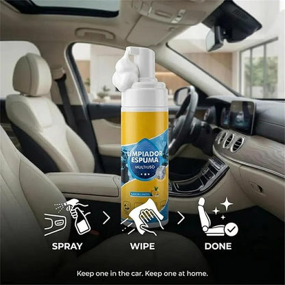 4-in-1 Multi-Enzyme Foam Cleaner 5oz, All-Purpose Deep Cleaning Spray for Car Interior, Kitchen Grease, Bathroom Tiles, Sofa Upholstery (2PCS+2*Sponge+Towel)