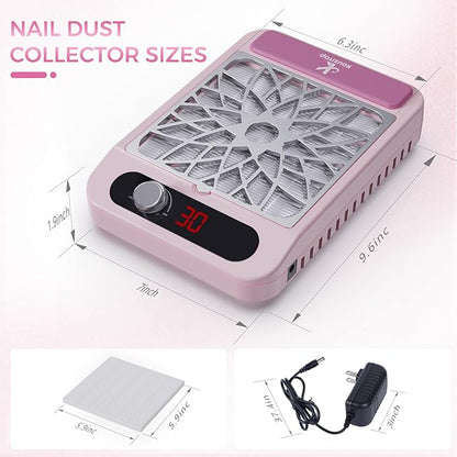 Nail Dust Collector for Nail Techs,Compact & Quiet Vacuum Fan Dust Collector with Reusable Filter, Powerful Dust Suction Machine,Nail Tech Must Haves for Gel Polish,Pedicures,Salon & Home Use, pink