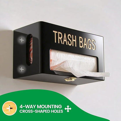 Libreshine Extra Large Black Bamboo Trash Bag Organizer Roll Holder, Fits Costco & Sam's Club Jumbo Rolls, Under-Sink, Cabinet & Wall Mount Dispenser, Garbage Bag Storage for Kitchen, Pantry, Garage