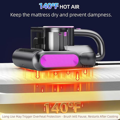18kPa Mattress Vacuum Cleaner with 275nm UV-C Light, 500W Corded Handheld Bed Vacuum with HEPA Filter, Deep Cleaner for Sofa, Pillows, Furniture, Replacement Filter Included