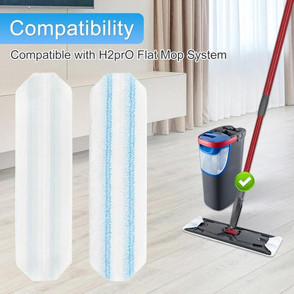 6 Pack Microfiber Replacement Mop Pads for O-Cedar H2prO Flat Mop System, Washable and Reusable Mop Pad Refills for O Cedar H2pro Flat Mop, Flat Mop Replace Heads for Wet Dry Floor Deep Clean