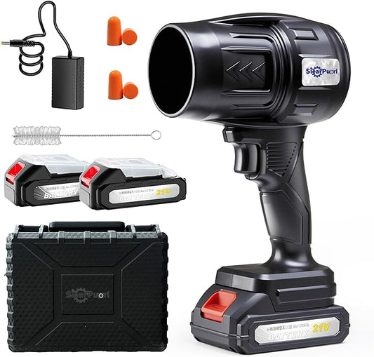 21V Handheld Leaf Blower – 98,000RPM High-Speed Motor, 1.7LB Ultra-Lightweight Hand Blower with 2 Batteries & Charger for Yard, Patio, Car Drying & Workshop