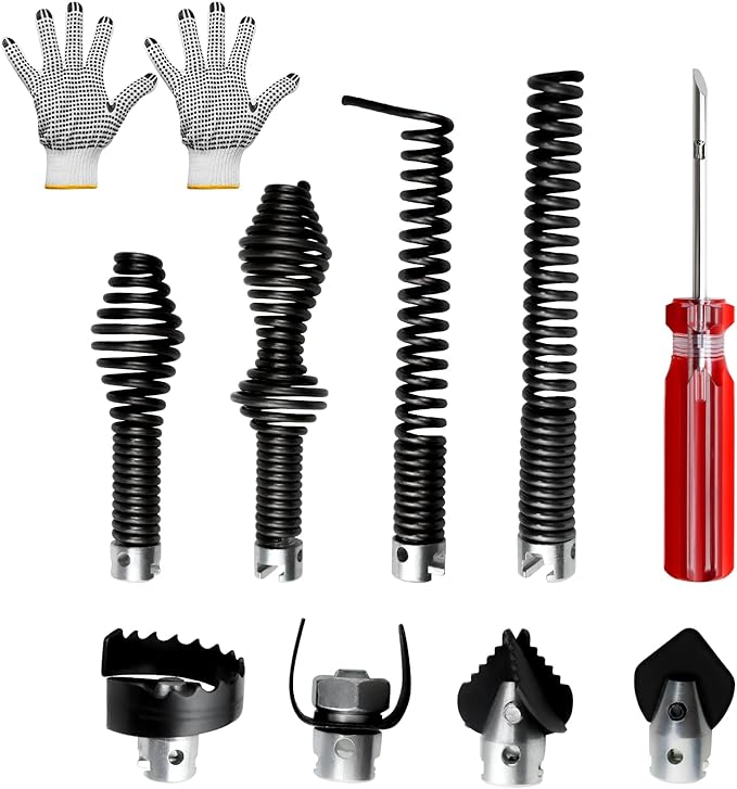 10pcs Drain Snake Drill Attachment, Root Cutter for Drain Cleaning for Heavy-Duty Cables Drain Cleaning kit Includes Fits K400, K-400, C-4, C-6, C-7, C-8, C-9 Models