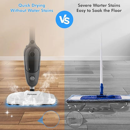 Steam Mop - All-in-one Powerful Handheld Steam Cleaner Detachable Floor Steamer with 11 Accessories, MultiPurpose Steamer for Hardwood Floors, Clothes,Windows,Tiles,Carpet, Whole Home Use(Grey）