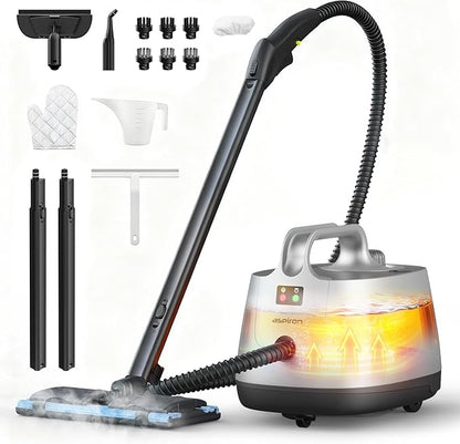 Steam Cleaner, 293°F 58 PSI Powerful Multipurpose Handheld Steam Mop for Home Use, 21 Attachments, 50Oz Capacity, Heavy Duty Steamer for Carpets, Floors, Cars, Tiles, Crack Cleaning, Pearl