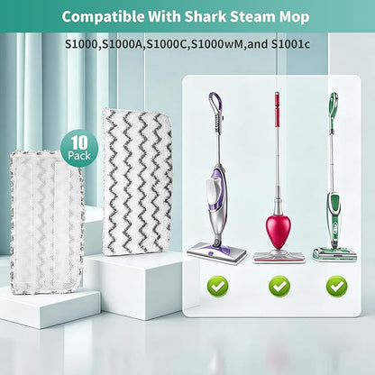10 Pack Microfiber Steam Mop Replacement Pads for Shark S1000 S2001 S1000A S1000C S1000WM S1001C, Washable Reusable Super Absorbent Mop Pads Safe for All Floors
