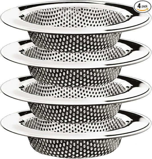 Seatery 4-Piece Kitchen Sink Strainers - 4.5 Inch Stainless Steel Sink Drain Filter with Food Scraps Catcher