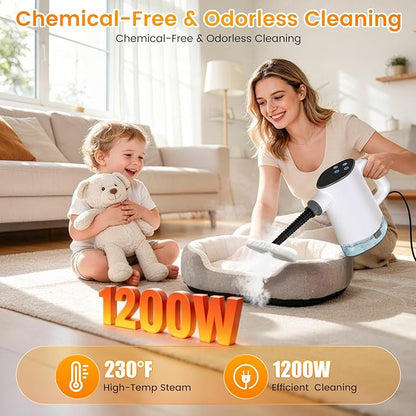 Pressurized Steam Cleaner, Multipurpose Steam Cleaner for Home with 450ML Detachable Tank and Safety Lock,Steamer for Cleaning Floor, Upholstery, Grout,Car,Bathroom and Kitchen