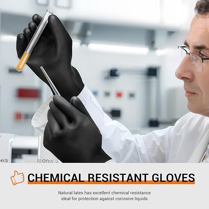 ThxToms Heavy Duty Chemical Resistant Latex Gloves, Waterproof Rubber Gloves, Puncture Resistant, Acid Oil & Alkali Resistant for Industrial Cleaning, Gardening, 18", 1 Pair