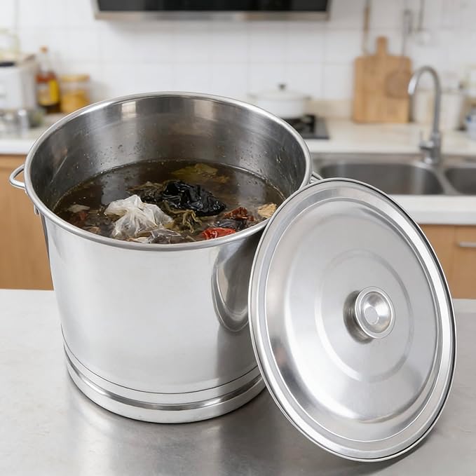 14L/3.7 Gallon Compost Bin Metal Compost Bucket, Stainless Steel Bucket Milk Pail with Lid, Food Scrap Slop Buckets Metal Pail with Lid for Home Kitchen Food Waste & Garden Supplies