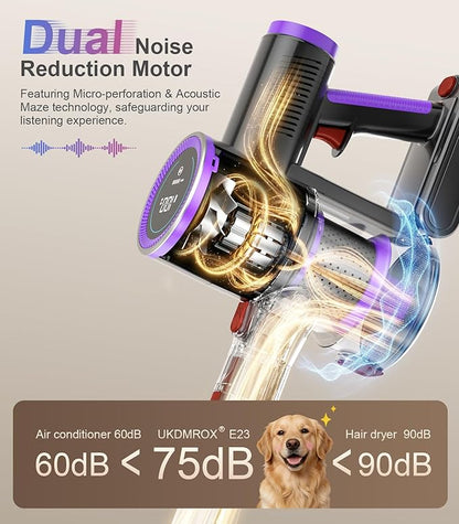 Cordless Stick Vacuum Cleaner: 550W 50KPA 45Mins with Powerful Suction, Self-Standing Lightweight Wireless Rechargeable Handheld Vacuum with Touch Screen for Home Pet Hair/Carpets/Floors