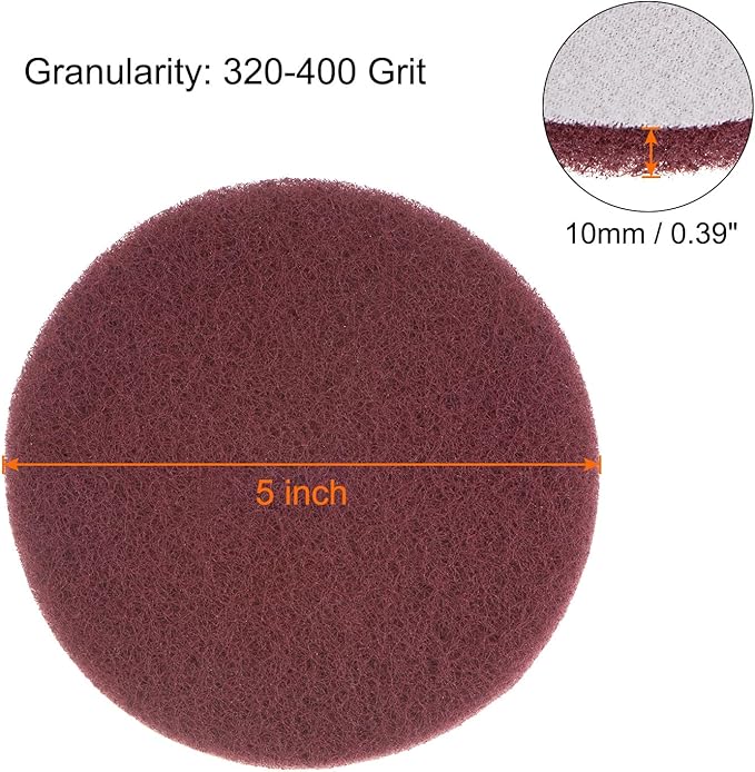 HARFINGTON 15pcs Drill Power Brush 5 inch Tile Scrubber Scouring Pads 320-400 Grit for Bathroom Kitchen Household Cleaning