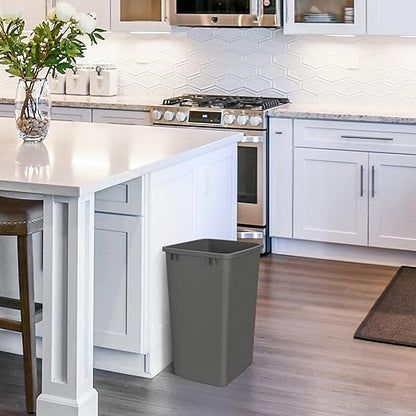 Rev-A-Shelf Polymer Replacement 35 Quart Trash Bin Recycle Waste Garbage Container for Kitchen Cabinet Pullouts, Gray, 2 Pack, RV-35-13-2