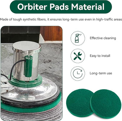 Cleaning Orbiter Pads 437.056 for Oreck 550MC Orbiter Floor Machine, 12 Inch Commercial Green Scrubbing Pad, Orbital Buffer Pats for Tile, Hardwood, Marble Floors
