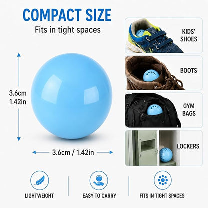 Knixmax Shoe Deodorizer Balls, Odor Eater Ball for Sneakers Boots Mules, Air Fresheners for Gym Gear Bags Lockers, Fresh Linen scent, Pack of 6, Blue