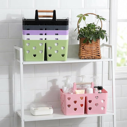 White Portable Shower Caddy Basket with Handle, 3-Compartment Plastic Shower Tote with Drain Holes, Cute Bathroom Organizer for College Dorm, Shared Bathroom, Gym, Travel, Skincare & Cleaning Supplies
