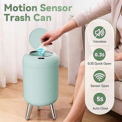 Automatic Motion Sensor Bathroom Trash Can Touchless,3 Gallon/11L Smart Garbage Bin,Mini Trash Can with Removable Legs for Toilet,Kitchen,Bedroom,Office,Smart Plastic Electric Garbage Cans-Blue