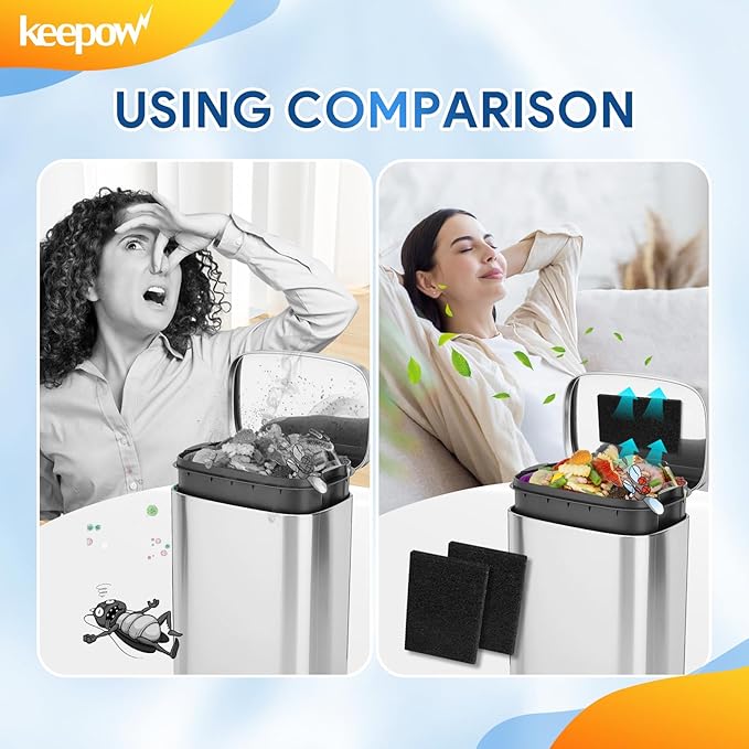 KEEPOW 12 Pack Trash Can Deodorizer Compost Bin Filter, Activated Charcoal Filter for Indoor Kitchen Compost Bucket, Trash Cans, Countertop and Recycle Bins