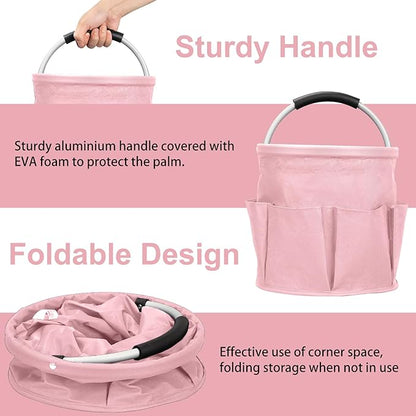 Qivine Cleaning Caddy for Cleaning Supplies, 17L Cleaning Supply Caddy with Handle Foldable Cleaning Supplies Organizer Bucket Tool Bag Organizer Cleaning Products Organizers for Home, Garden