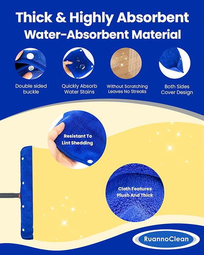 Floor Squeegee Pads, Microfiber, 45cm, 4 Pack, Blue, Mop Replacement Pads, Floor, Wall