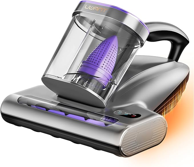 uwant Mattress Vacuum Cleaner, 18KPa Bed Vacuum with 253.7nm UV-C Light, 500W Powerful Handheld Vacuum with 65° Hot Air, 60000 RPM/Min Tapping, Ultrasonic, HEPA Filter for Bed, Sofa, Crib