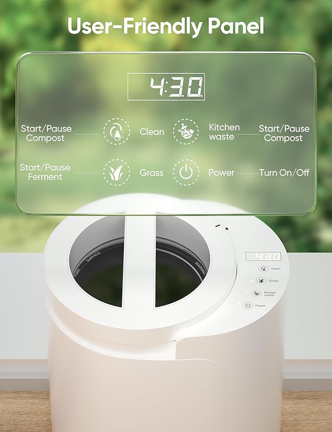 LUBBYGIM Electric Composter for Kitchen, 2.5L Smart Countertop Compost Bin, Auto-Cleaning & Odorless & Low Noise & Turn Food Waste into Fertilizer, Indoor Electric Food Waste Composter for Home Use