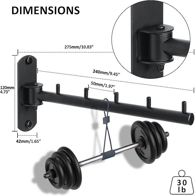 Mooche Swing Clothes Hanger Rack, Garment Racks Folding Clothes Bar Wall Mounted, 180°Rotation Laundry Drying Rack 304 Stainless Steel Space Saving for Laundry Room Bedroom Balcony, 9.45" Long