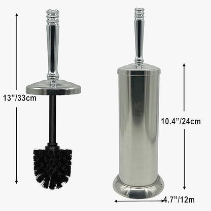Silver Chrome Toilet Bowl Brush with Holder with Removable lastic Liner, Durable Bathroom Cleaning Tool, Bathroom Cleaner Brush for Efficient Cleaning and Hygiene