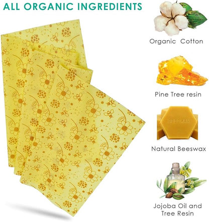 ERKOON Beeswax Food Wraps 1 Meter Roll 13 x 39 Inch Reusable Beeswax Wraps Eco-Friendly Sustainable Food Storage Wraps for Sandwich, Cheese, Fruit, Bread, Snacks (Flower Pattern)