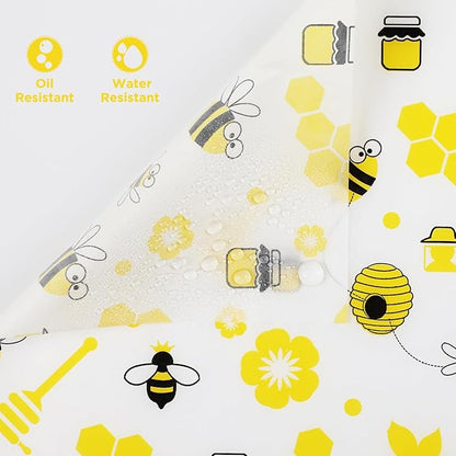 GeeRic 100 Pcs Wax Paper Sheets for Food, 7 * 7 Inch Bee Day Wax Paper Sandwich Wrap Deli Wraps, Oil-Proof Picnic Basket Liners with Bee Pattern for Memorial Day