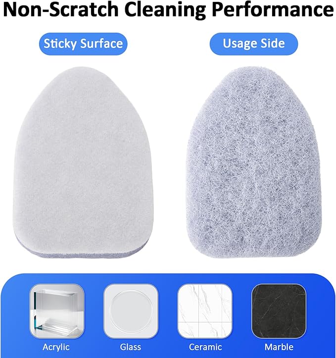 6 Pack Scrubber Refill Compatible with Scotch Brite Tub and Tile Scrubbers, Replacement Scrubber Refill Pads, Non-Scratch and Reusable Bathtub,for Cleaning Tub, Tile, Wall and Floor (Only Refills Pad)