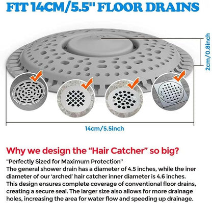 zaa Shower Drain Hair Catcher, 2 Pack Premium Silicone Drain Protector & Shower Drain Cover, Shower Installation Kits for Flat Drains of Shower Room, Bathroom, Gray