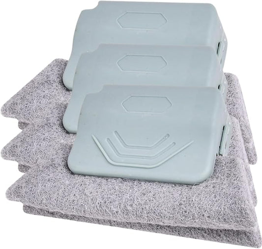 3 Pack Window Track Cleaning Brush Set, Multi-Purpose Groove Cleaner Tool with Detachable Head & Corner Scraper, for Window Tracks, Tile Grout, Blinds, Car Vents & Narrow Gaps (Blue)