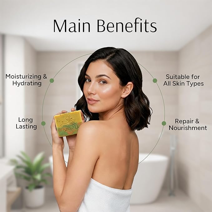 Marbela Cosmetics Handmade Soap Bar - Made in USA, Vegan Friendly, Palm Oil Free, Natural Bar Soap - Gentle Face & Body Soap for Daily Skin Care, Moisturizing - 3.5 oz (Fresh Mango)