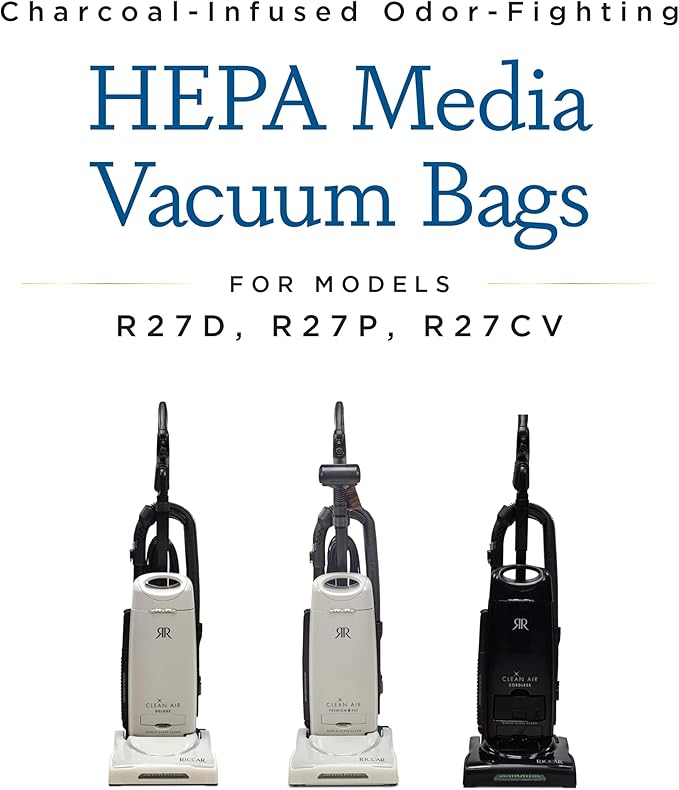 Riccar HEPA Media Vacuum Bags for R27D, R27P, R27CV Cordless Upright, 6-Pack