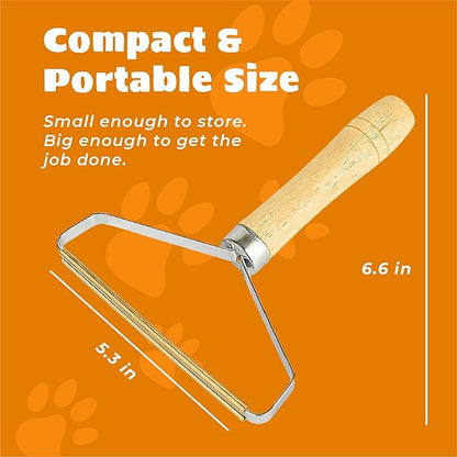 Pet Hair Remover – Multi Fabric Edge Carpet Rake Scraper with Rust-Resistant Copper Blade – Cat and Dog Hair Remover for Couch, Rugs, Car & Furniture (2 Pack)