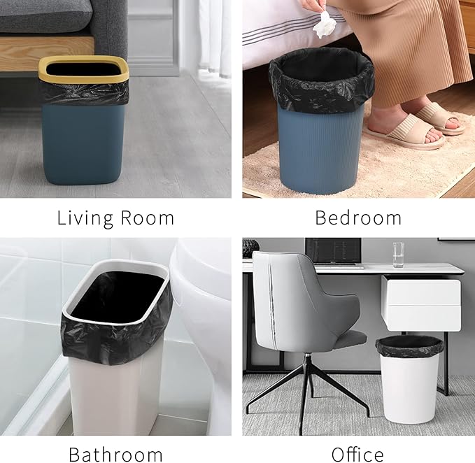 Toplive Trash Bag Garbage Bag Trash Bags Wastebasket Bin Liners for Home Bathroom Bedroom Kitchen Office Trash Can (Black, 4 Gallon - 1.2Mil)