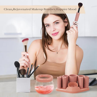 RICRIS Electric Makeup Brush Cleaner and Dryer Machine - Super Fast Clean and Dry Make Up Brushes - Automatic Cosmetic Brush Spinner Washer Tools