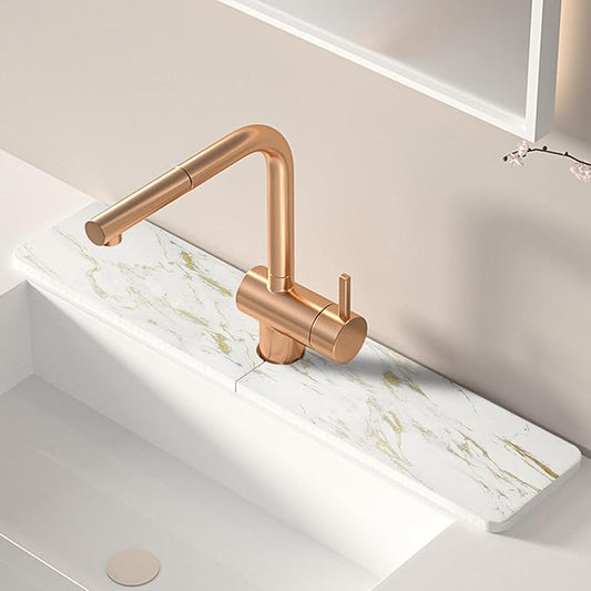 Kitchen Sink Faucet Mat, Diatomaceous Earth Quick Dry Sink Splashback Drying Mat, Kitchen Faucet Super Absorbent Mat, Quick-Drying Water Absorbing Stone Tray (Golden Marble, 23.6" x 3.9")