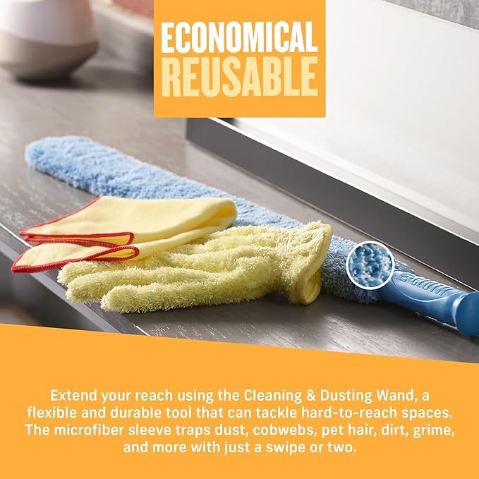 E-Cloth Duster & Cleaning Bundle - Microfiber Cloth Set - Includes Flexi-Edge Floor Dusting Mop, High Performance Dusting Cloth & Glove, Cleaning Wand, and Replacement Mop Head