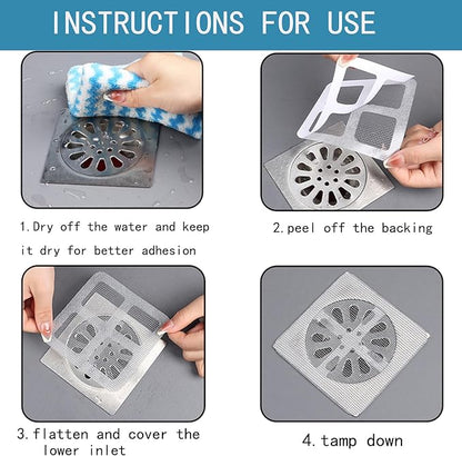 Disposable Hair Catcher Shower Drain Cover Bathroom Strainer Stickers Dog Hair Catcher Cover for Showers bathtubs，mesh Filter Sink Strainer Stickers 60pcs 3.9 x 3.9 Inch