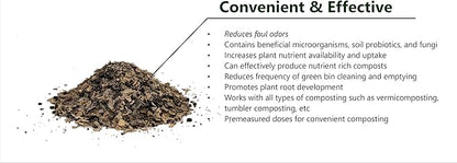 A Compost Starter/Accelerator Which Help to Reduce Kitchen Waste Odor and Convert Yard Waste to Fertile Humus for All Composting Systems. Comes in 1 Package That Contains 4 Packets Inside