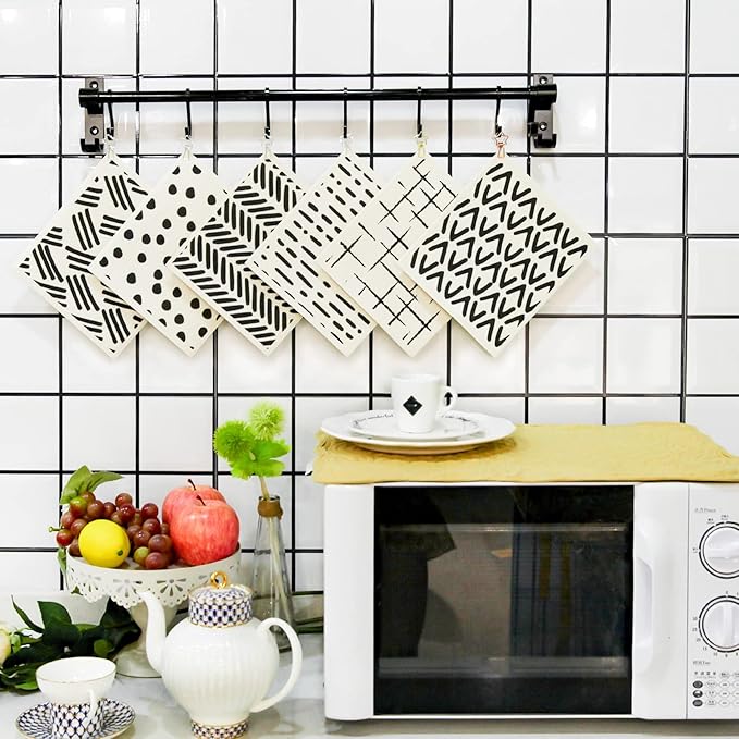Swedish Dishcloths for Kitchen,6 Pack Black Minimalist Swedish Dish Towels,Cellulose Sponge Cloths,Non Scratch Reusable Paper Towels Biodegradable and Reusable Kitchen Dish Rags