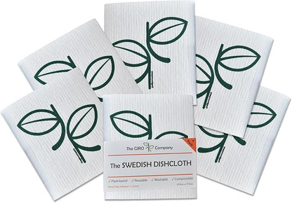 The Giro Company - Swedish Dishcloths, Kitchen Washcloths for Dishes, Countertops, Windows, and More, Highly-Absorbent, Reusable, and Machine Washable, 21 cm by 18 cm, Set of 6